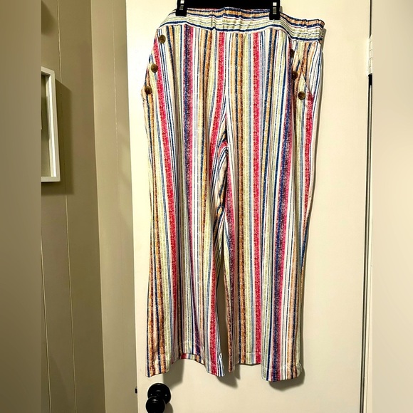 Robert Louis Pants - Robert Louis wide leg cropped pants striped size XL